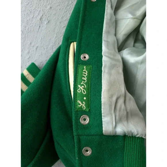 Vintage 1960s Holloway Green Wool Varsity Bomber Jacket USA Made 38 M - Picture 8 of 15